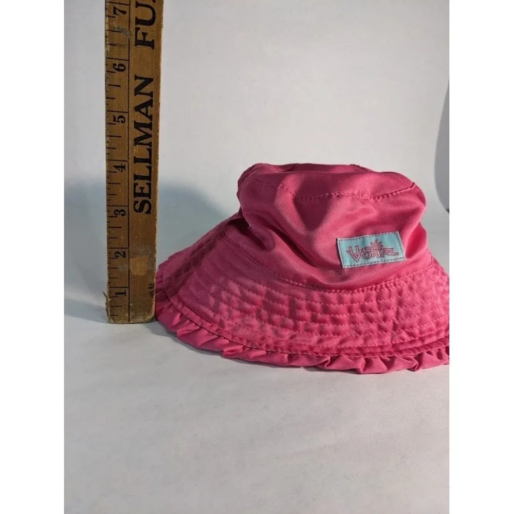 UV Skinz Girls Reversible Bucket Hat Pink Tropical Flamingo Sun Ruffle Brim 4-6